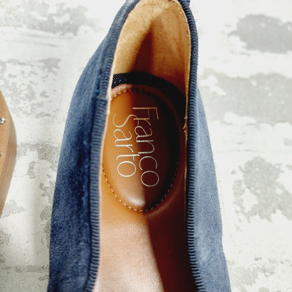 NEW Franco Sarto Jeena Blue Suede Leather Flat Loafers E622 - Picture 9 of 11